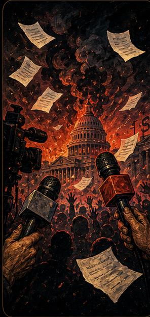 Ilustración satírica de una crisis política